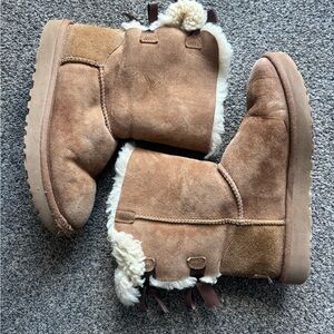 UGG Kids Tan Boots with Cream Fur